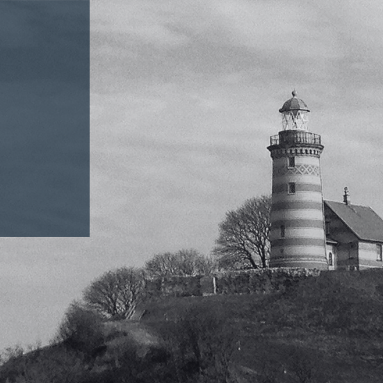 fyrtårnet på Sprogø i sort-hvid